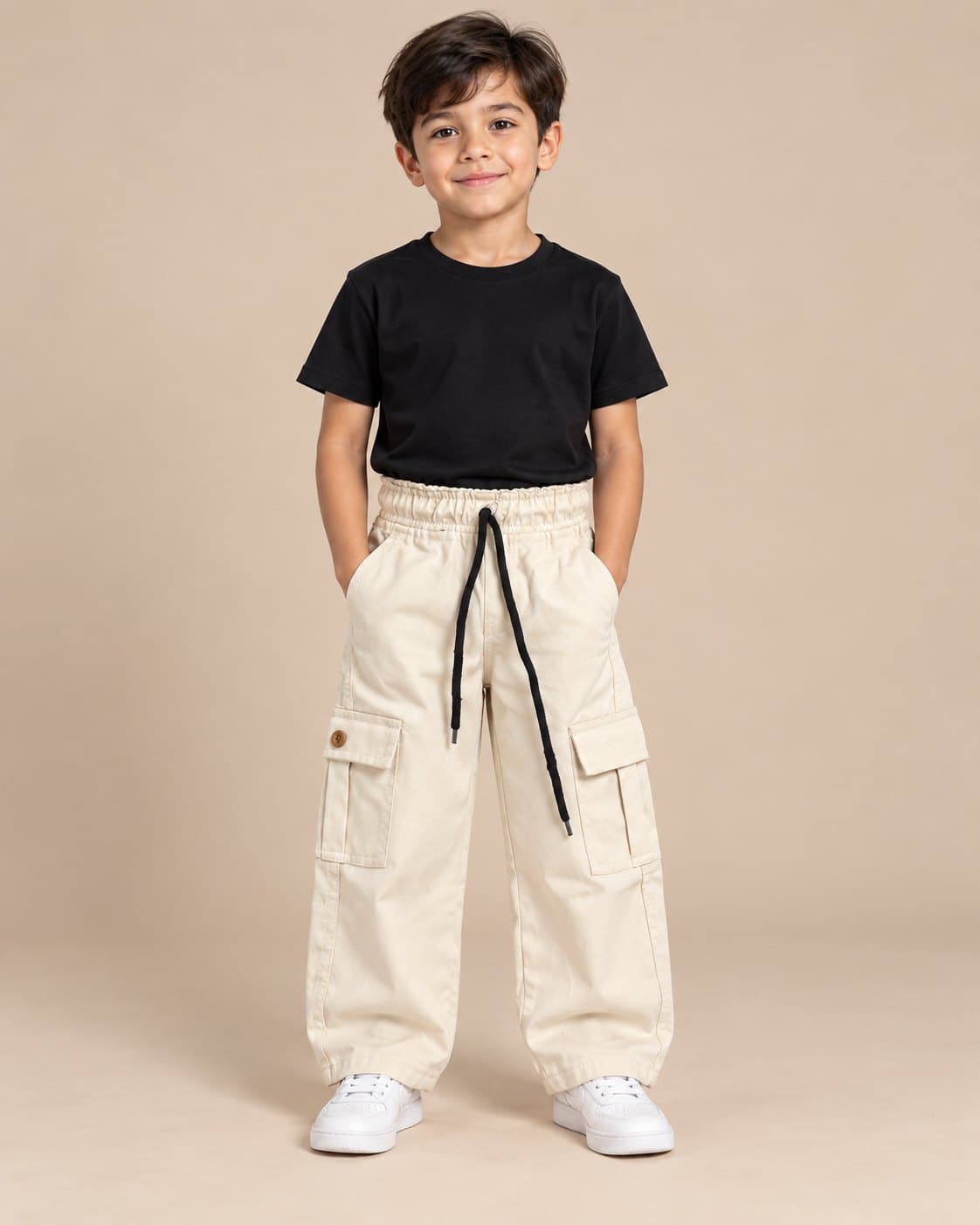 Baggy Cargo Trousers - Off White