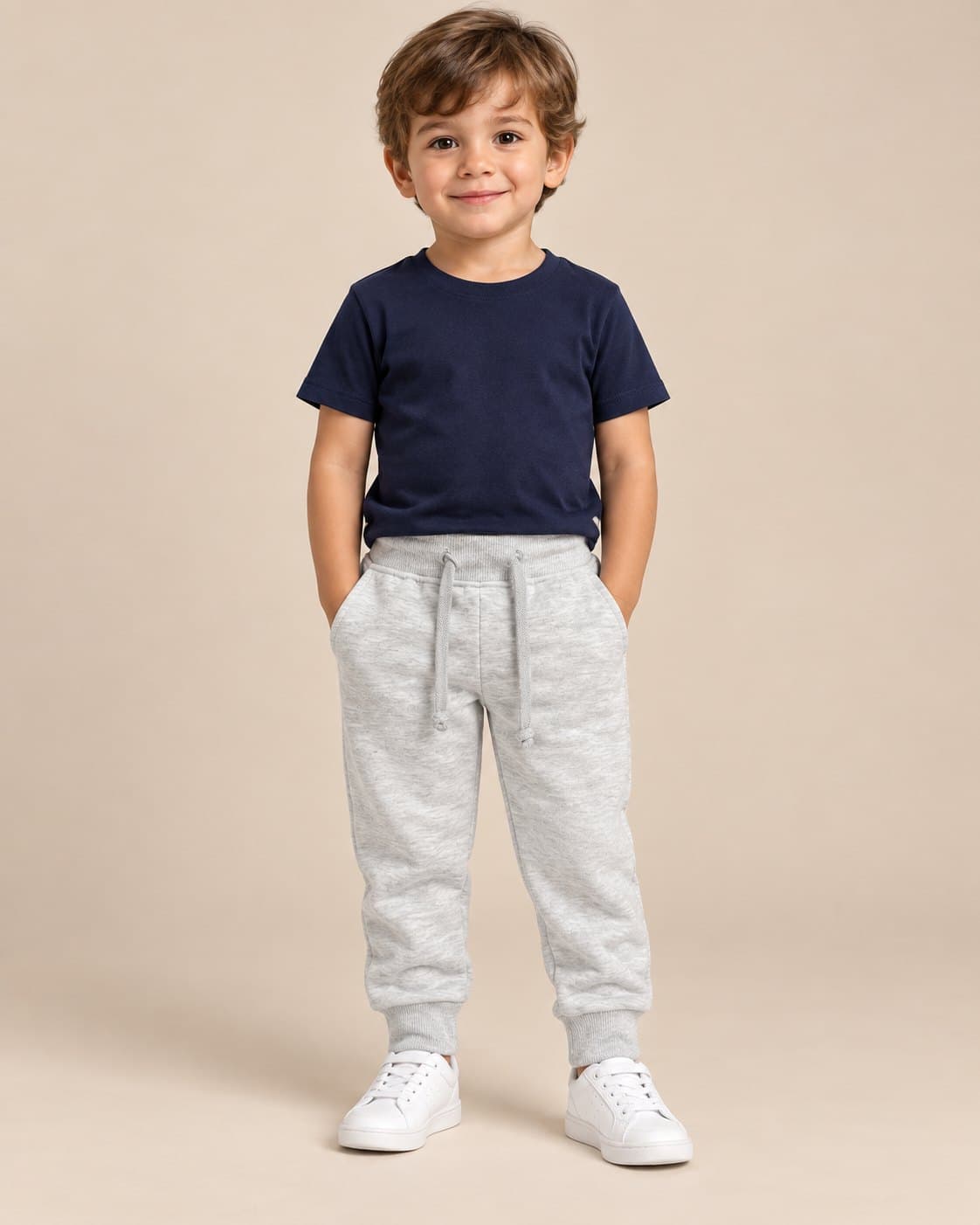 Kids Fleece Joggers - Light Grey