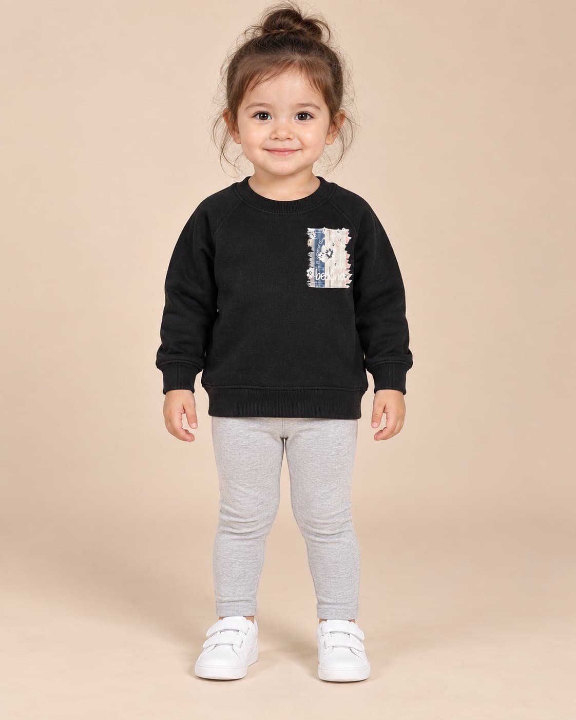 Patch Print Sweatshirt - Black