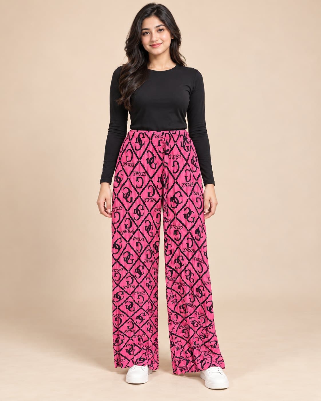 Pleated Flapper Trousers - Dark Pink