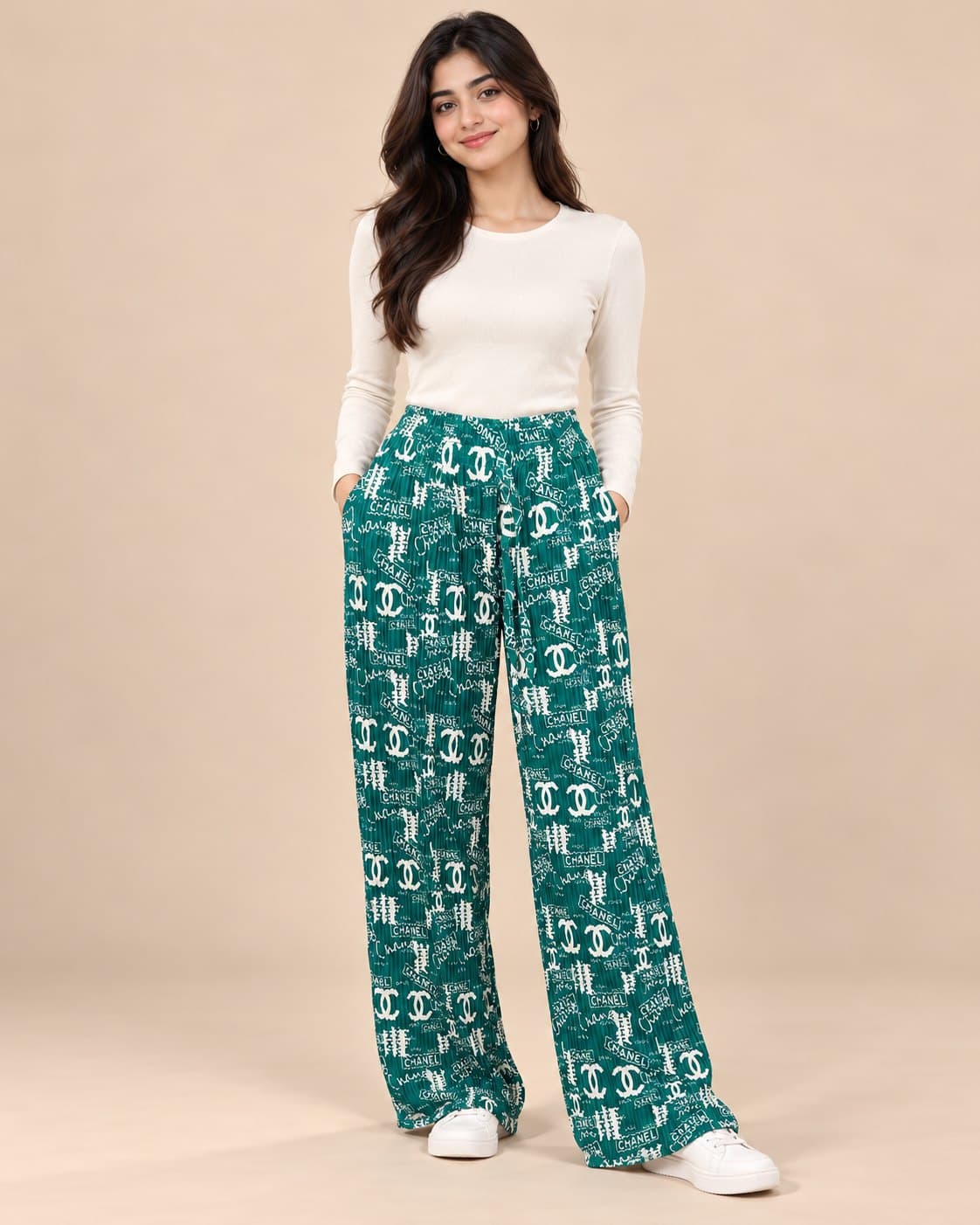 Pleated Flapper Trousers - Green