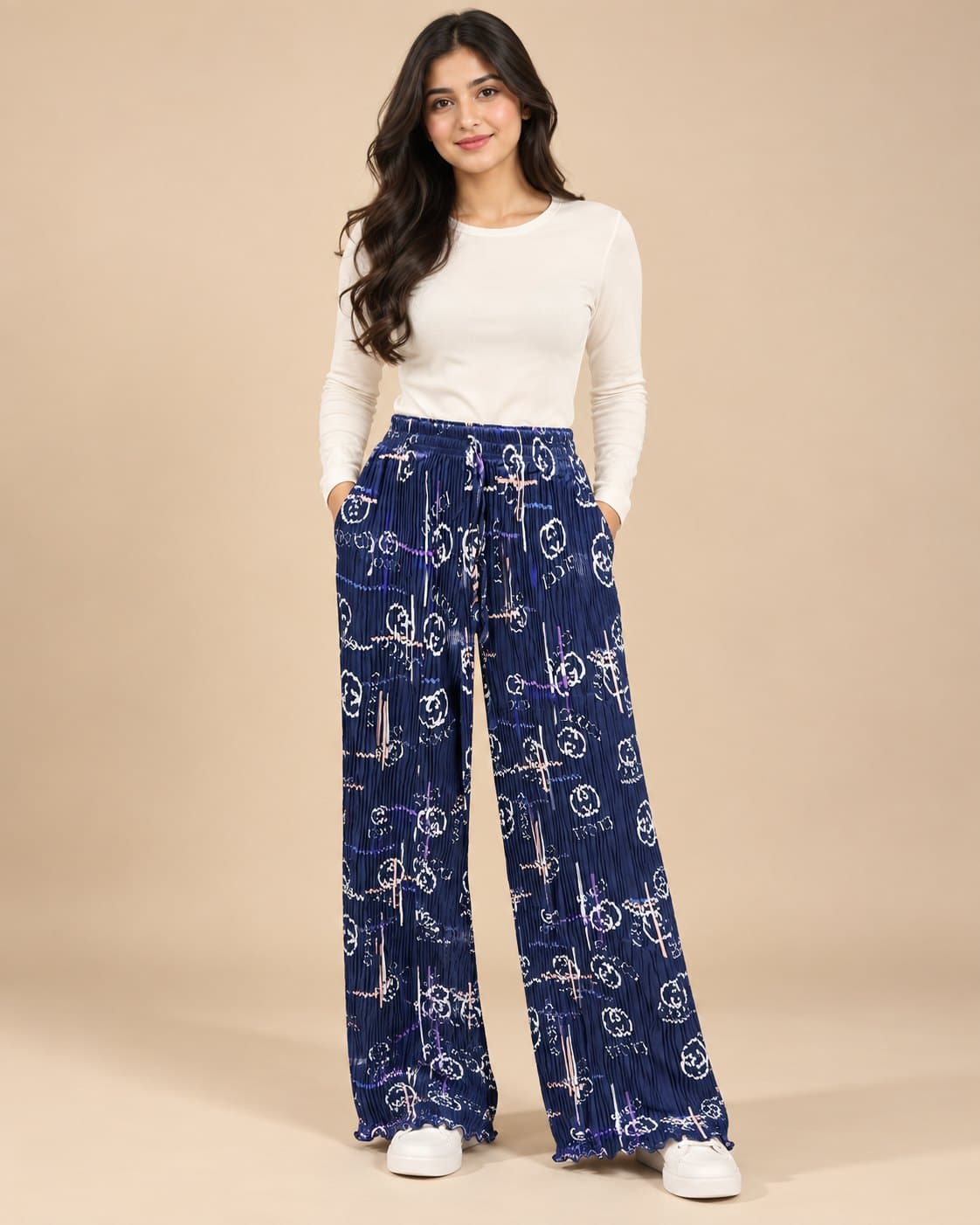Pleated Flapper Trousers - Navy