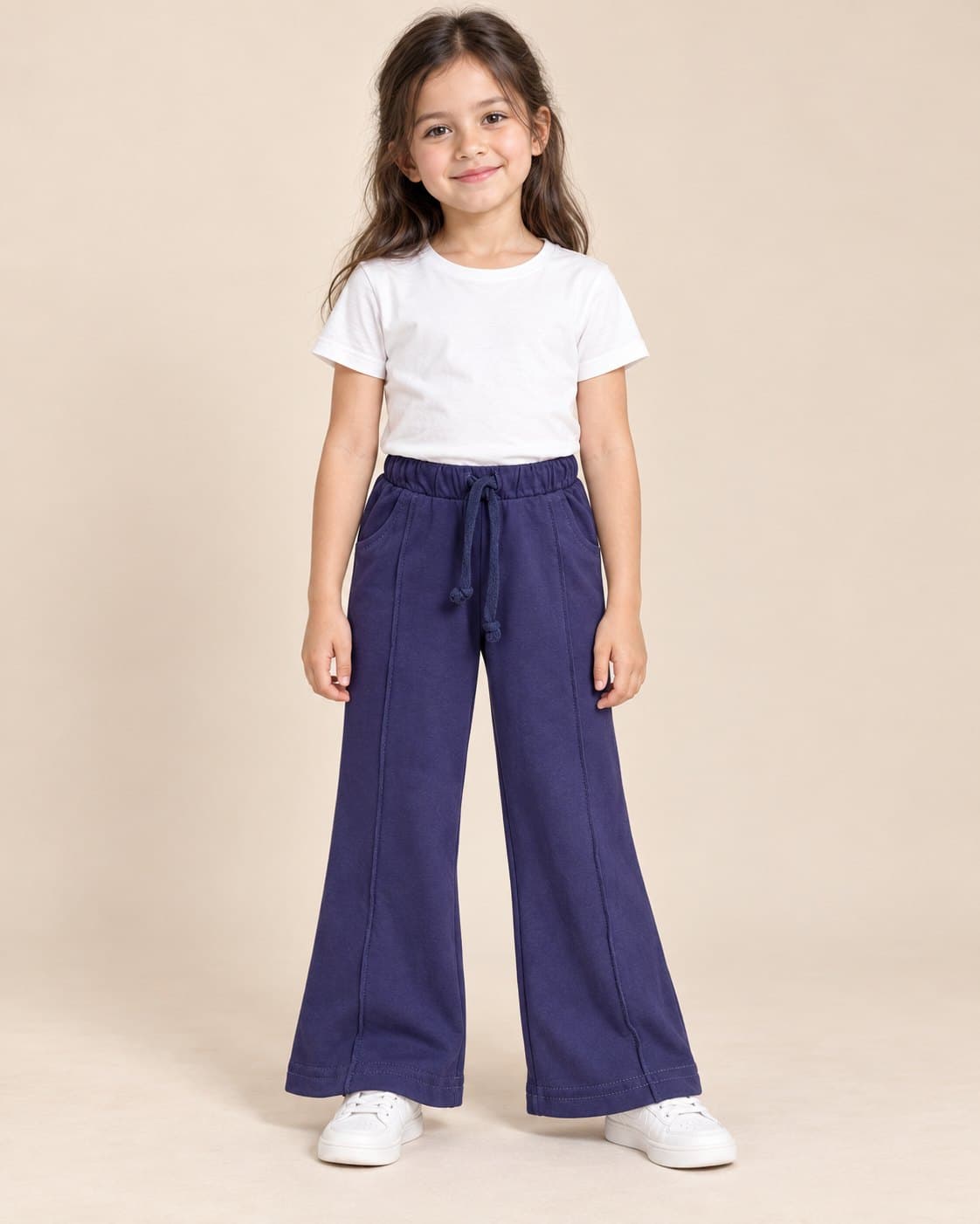 Wide-Leg Soft Trousers - Blue